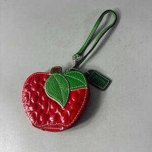 Vintage Coach Signature Red Apple Coin Purse Patent Leather Wristlet
